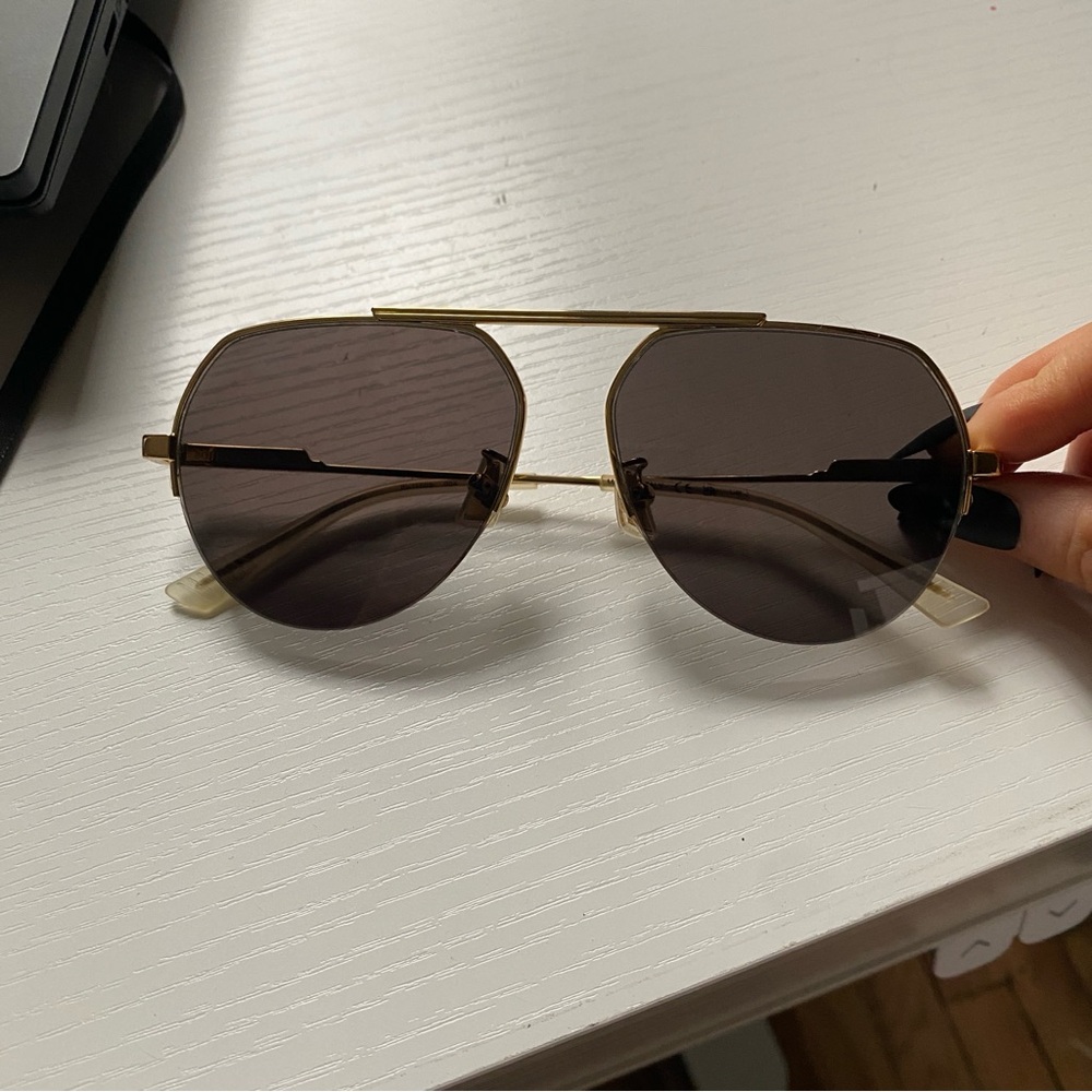 bottega veneta aviator sunglasses brown / gold